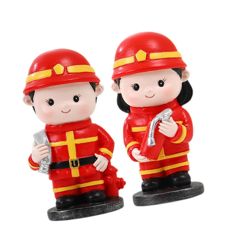 Firefighter Figure Auto Decoration Birthday Gift Decorative Mini Fireman Doll