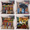 Oil Painting Color Cat Cushion Cover Pillowcase Home Decor Cartoon Animal Sofa Pillowcase Pillowcase Aesthetics