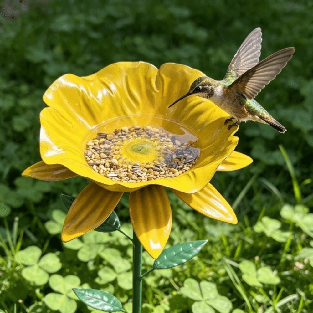 Handcrafted Metal Garden Birdbath Weather Resistant Bee Watering Station Lawn Decor