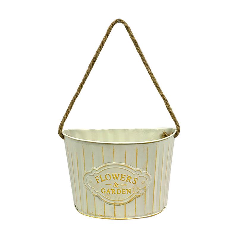 Vintage Half-Round Hanging Wall Flower Basket for Garden, Courtyard, or Balcony