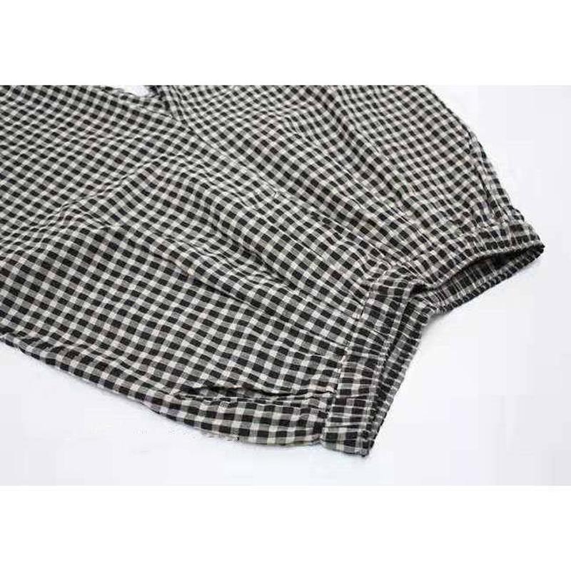 Summer Literary Vintage Plaid Printing Harem Pants Women Elastic Waist Loose Casual All-match Pocket Trousers