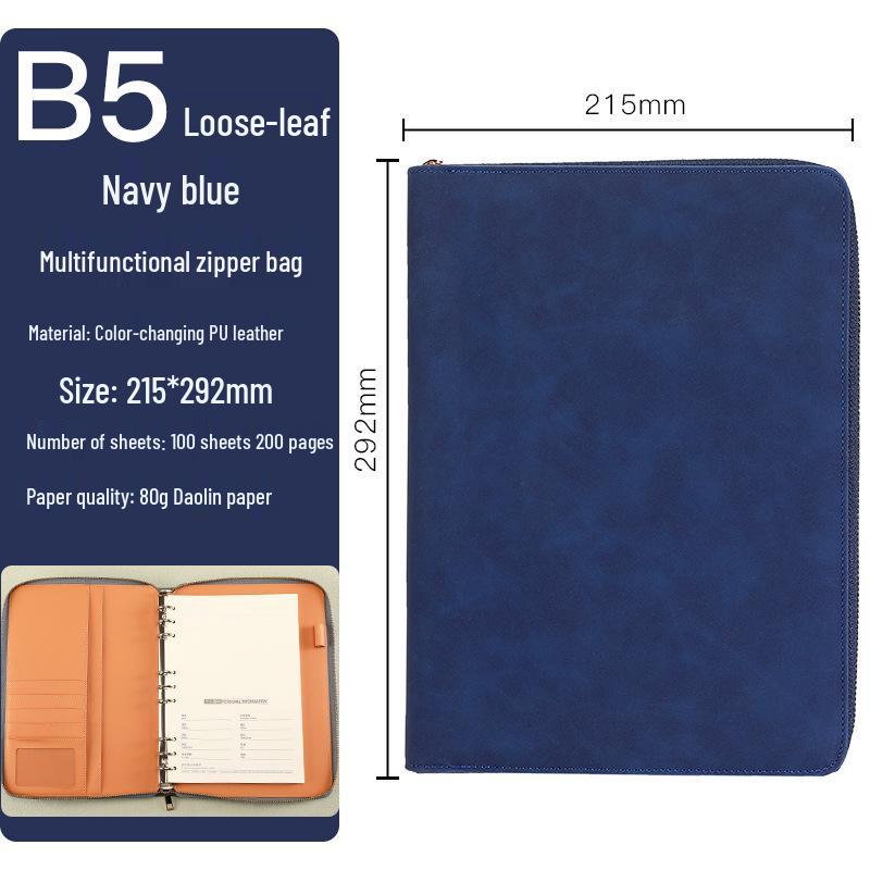Custom Business Notebook with Zipper Bag - Multifunctional A6/B5 Notepad & Manager Folder