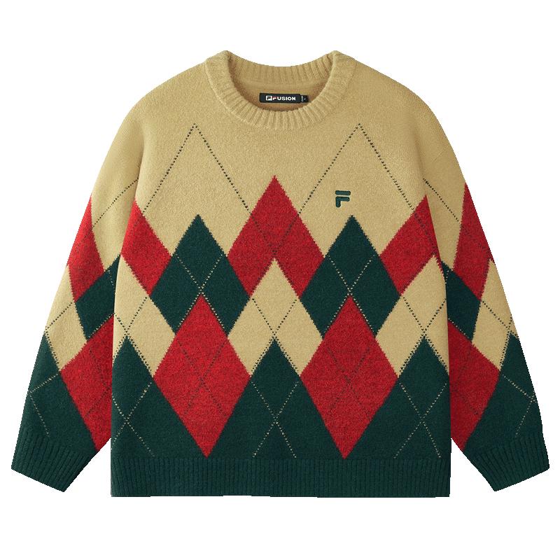 FILA FUSION Couple Diamond Pattern Knit Sweater XS