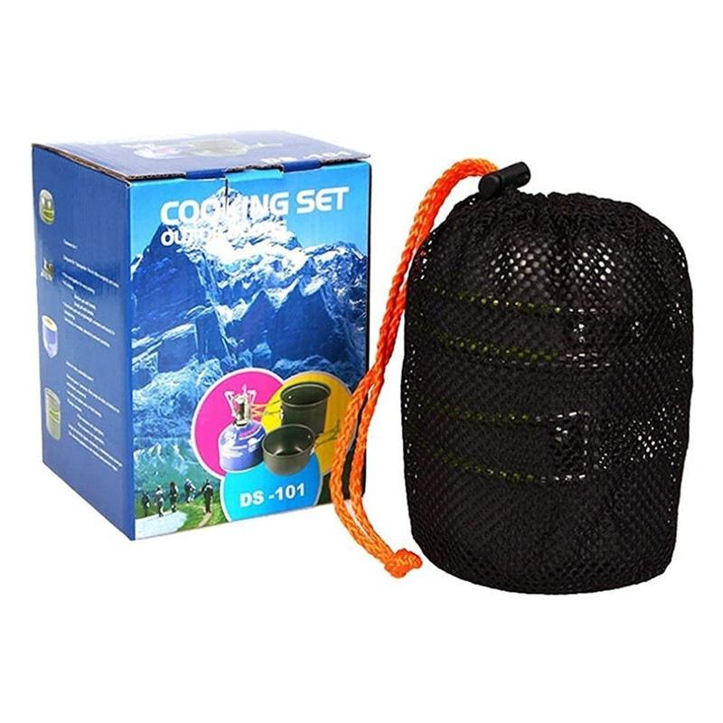 Outdoor Camping Cookware Frying Pan Skillets 1-2L Portable 1-2 Person Backpacker Set Multi-functional Metal Nonstick Gas Stove