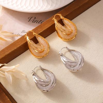 Bohemian Personality Light Luxury Earrings Women'S Cold Wind Super Flash Rhinestone Mesh Yarn Water Drop Copper Ear Buckle Earrings