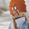 Angry Expression Embroidered Knitted Hat, Warm Woolen Hat for Men's and Women's Outdoor Sports Events in Autumn and Winter