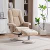 Nordic Multifunctional Swivel Relax Armchair with Stool, Chenille Fabric, Fabric-Covered Metal Base – Aesthetic, Stable and Reliable. LIGHT TAUPE