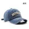 Men Women Washed Distressed Soft‑Top Baseball Cap Vintage Letter Embroidered Versatile Duckbill Hat Sun‑Protection Outdoor Street Fashion Caps