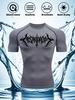 Mens Black Compression Short Sleeve T-Shirt White Death Metal Tribal Graphic Absorb Sweat Quick Dry High Elasticity Gym And MMA Athletic Top