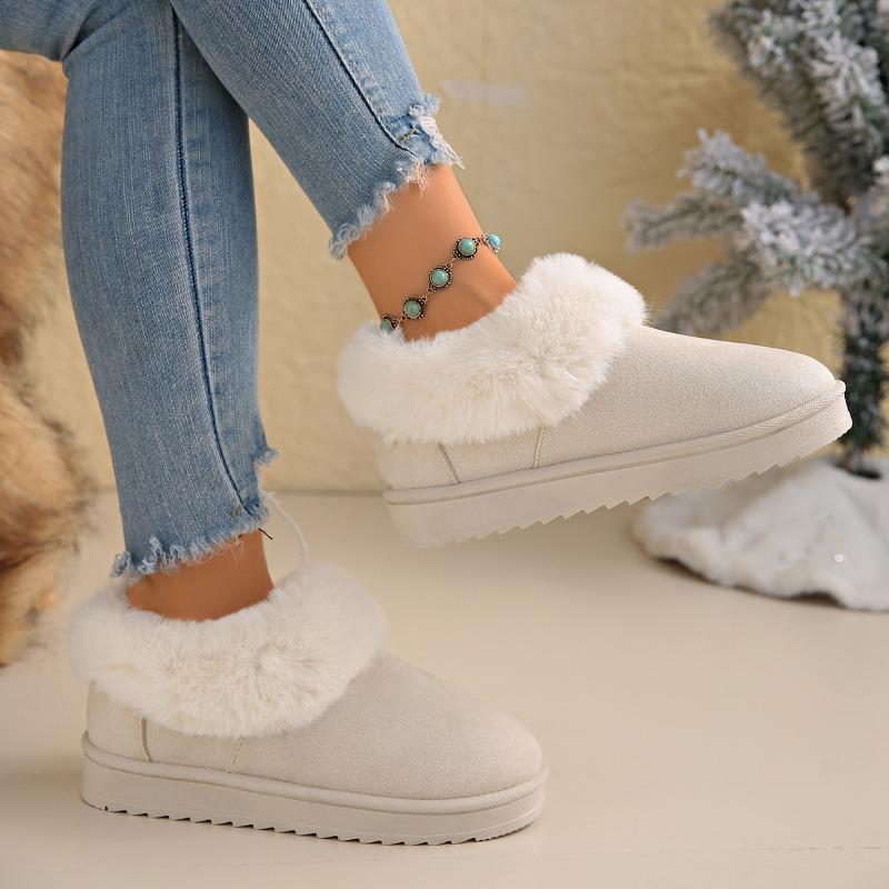 Herfst en winter nieuwe dikke zool pluizige sneeuwschoenen dames Koreaanse versie van opgestapelde en verdikte katoenen laarzen mouw luie één-pedaal katoenen schoenen
