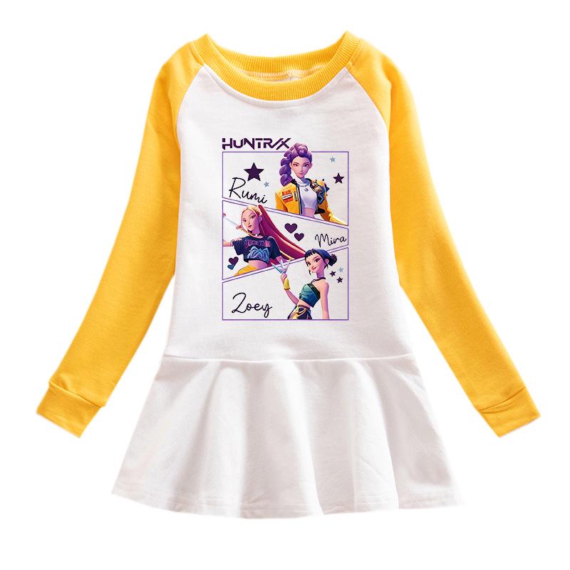 K-pop Monster Hunter Girl Group Dress - Cartoon Ruffle Long Sleeve Mesh Princess Skirt