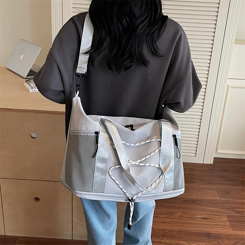 Casual Casual Tote Bag Lightweight Solid Color Travel Luggage Bag Drawstring Portable Oxford Cloth Shoulder Bag Travel