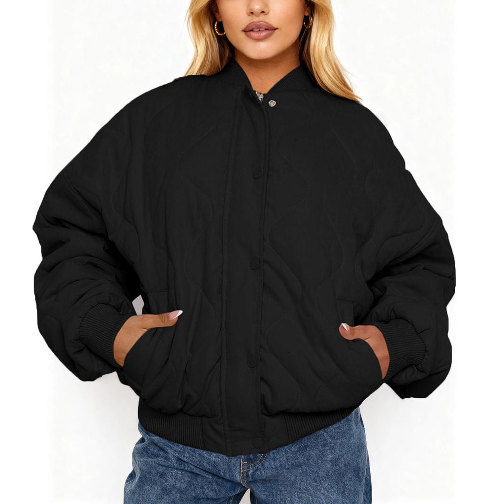 Women's Fashionable Oversized Solid-Color Top Casual Long-Sleeve Jacket