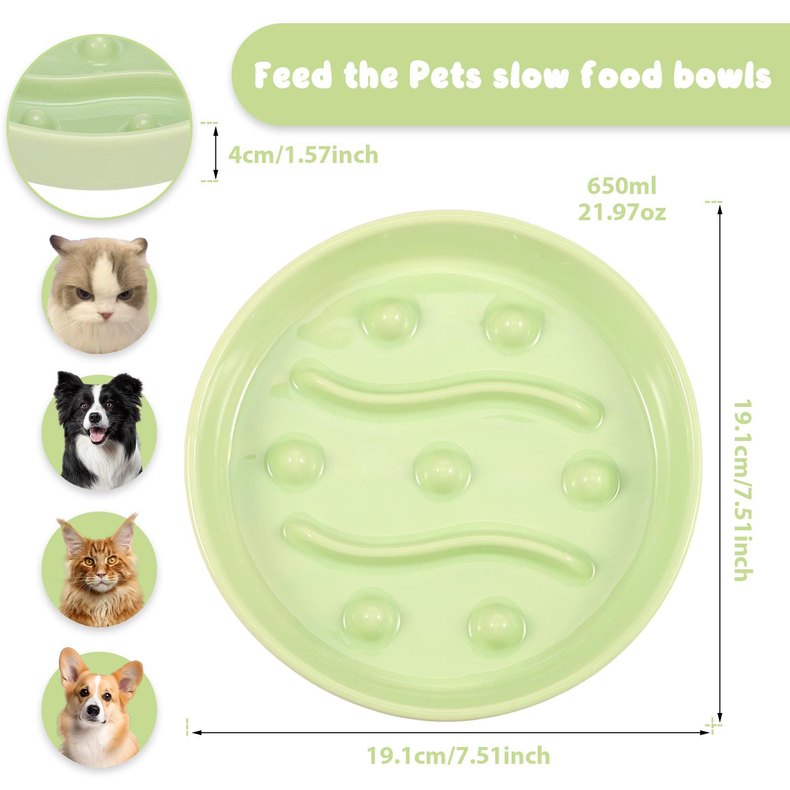 

2 Pcs Pet Slow Feeder Bowl 650ML Ceramic Cat Bowl with Nonslip Bottom Anti-choking Dog Slow Food Bowl Pet Supplies for Small Pet