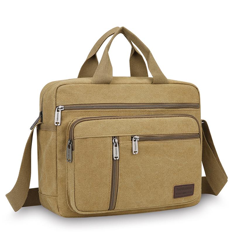 Classic Canvas Messenger Bag - Men's Crossbody Shoulder Tote for Work & Travel (Water Resistant Durable Handbag)