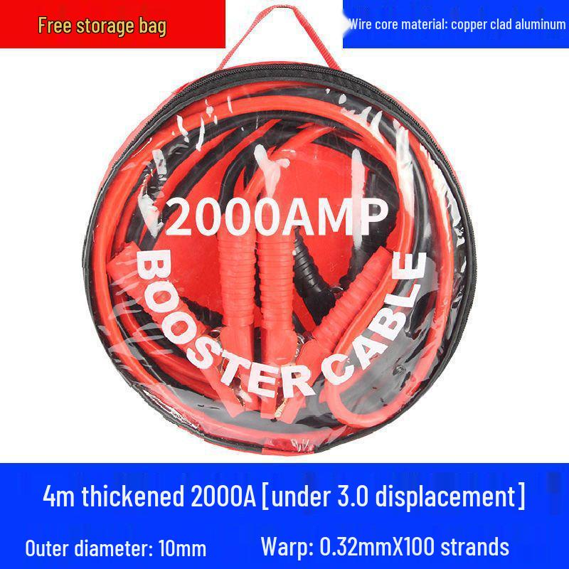 Extra Thick Car-to-Car Jumper Cables with Antifreeze Protection for Emergency Battery Start