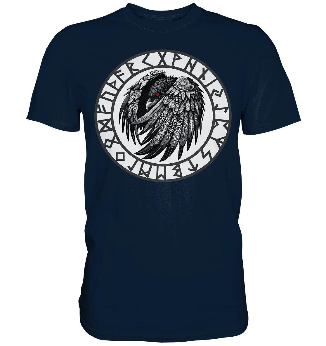 

Viking T-Shirt Corvus Runes Nordic Mythology, Hugin Odin s Ravens Black Raven Nordic runes Mystical Raven Rune Circle 4XL