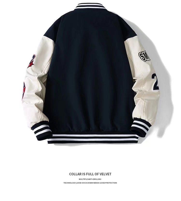 Men's Retro Embroidered College-Style Baseball Jacket - Spring/Autumn Trendy Pilot Jacket for Couples