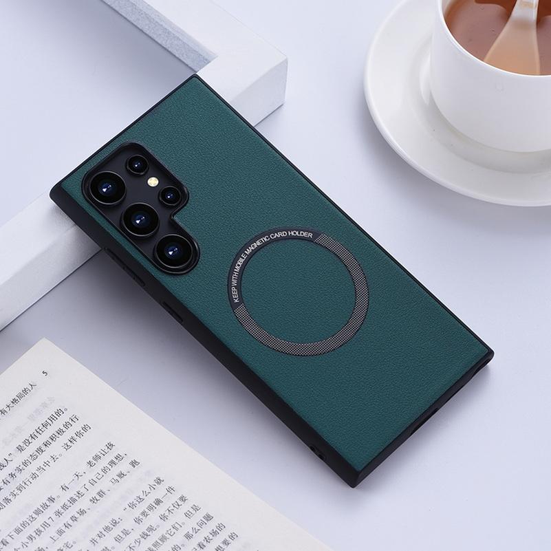 Magsafe Magnetic Wireless Charging Case For Samsung S24 Ultra S24 + S23 S22 + Galaxy S21 Plus S20 FE Luxury PU Leather Cover