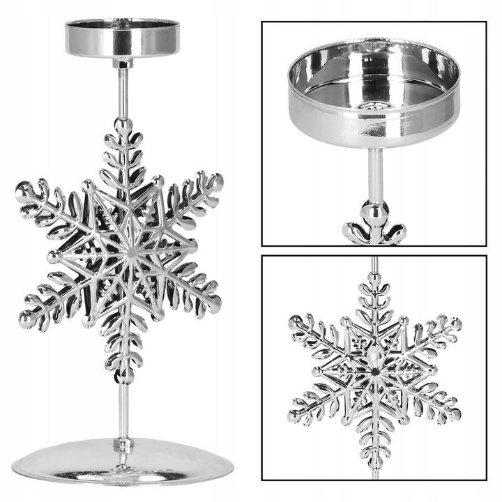 Świecznik Glamour Srebrny Na Tealight Śnieżynka