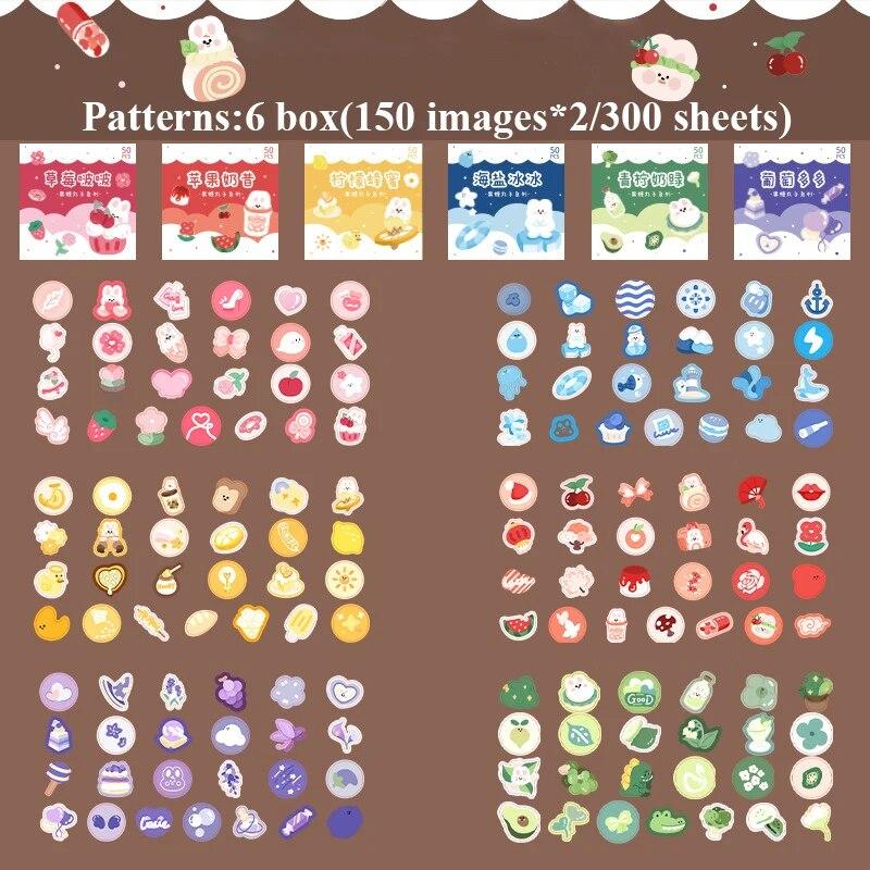300pcs/boxed Cute Stickers Film Paper Junk Journal Art Collage DIY Photo Album DIY Craft Scrapbooking School Supplies