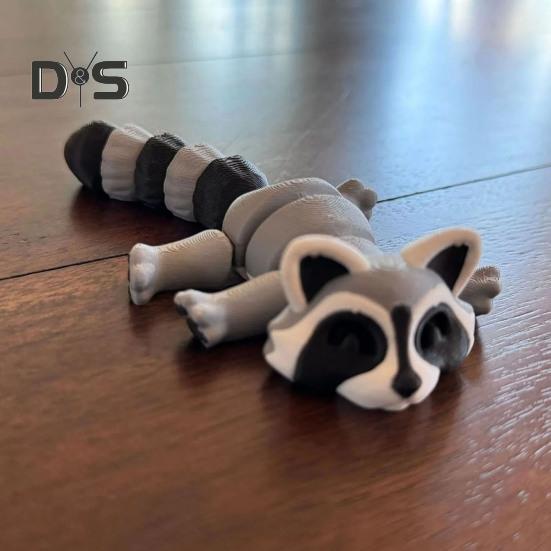 3D-gedrucktes Waschbär-Ornament, flexibles, bewegliches Waschbär-Spielzeug, Mini-Waschbär in der Mülltonne, für Tiersammler, Kindergeschenk