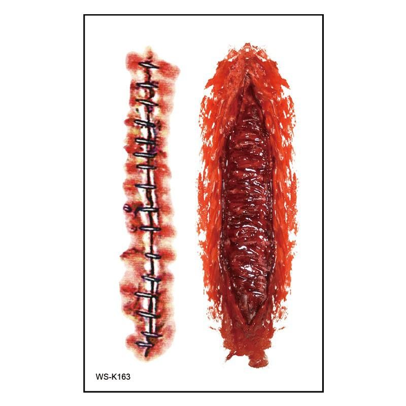 New Halloween Tattoo Stickers Simulated Bloody Scar Stickers Realistic Horror Disposable Temporary Waterproof Stickers
