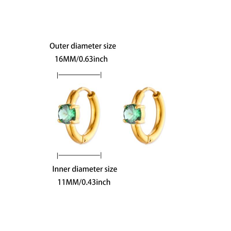 Hot Sale Fashion December Colored Birthstone Earrings Ladies Gold Stainless Steel Premium Earrings Temperament