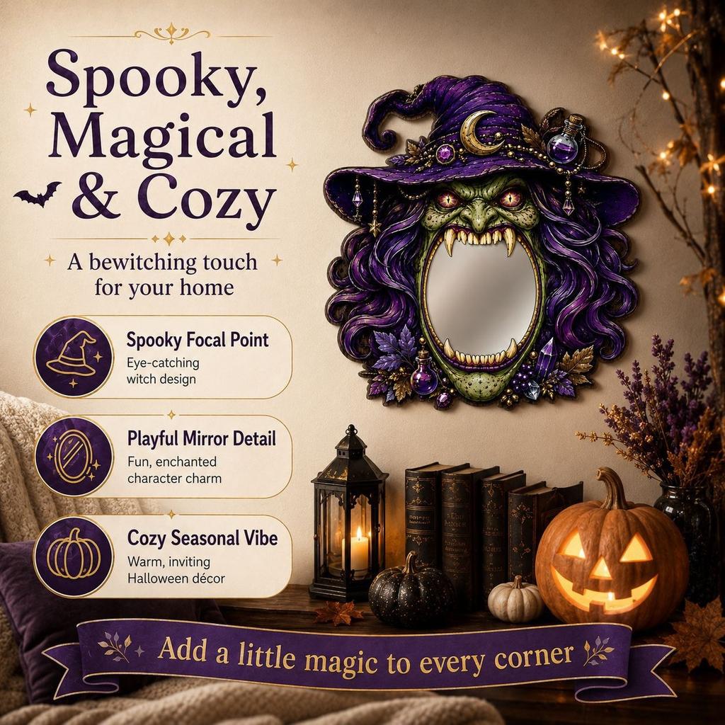 Halloween Witch Magic Mirror Decoration Lightweight Easy to Hang Mystical Magic Decor for Home Party
