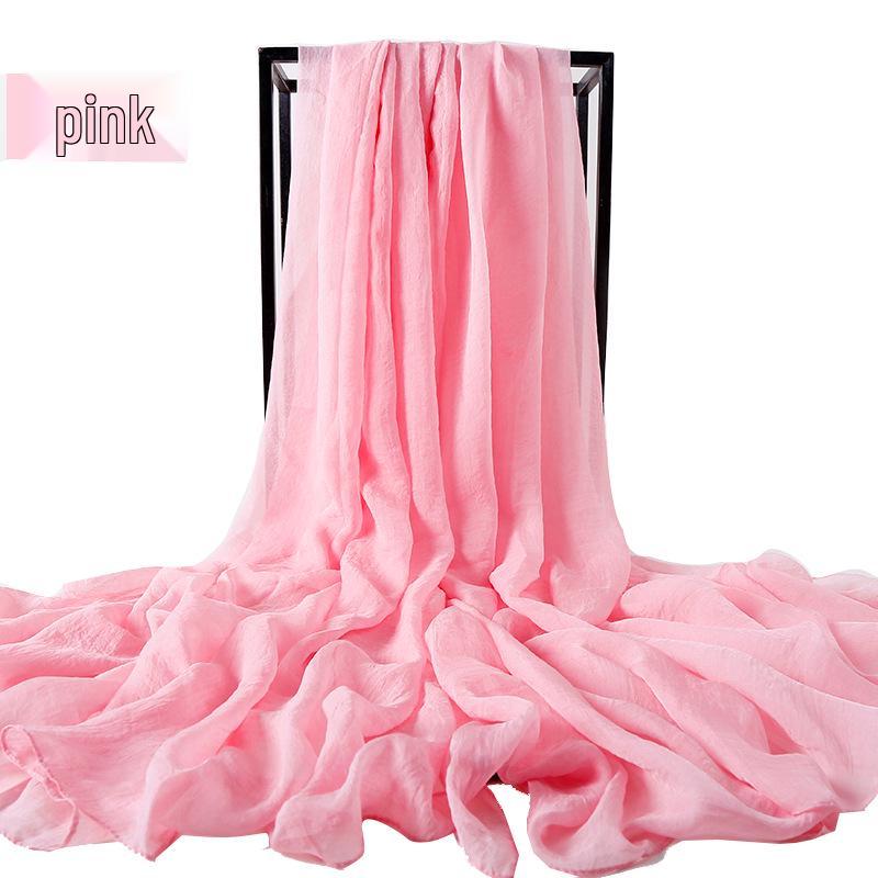 Foulard in Chiffon di Seta Monocolore Extra Lungo 3m x 2.3m: Protezione Solare e Sciarpa Asciugamano da Spiaggia da Viaggio