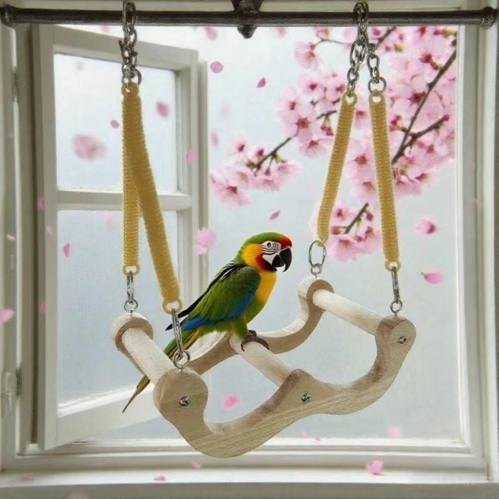Wear Resistant Wood Bird Swing Chew-resistant Parrot Play Rack Bird Training Stand  Bird Enrichment