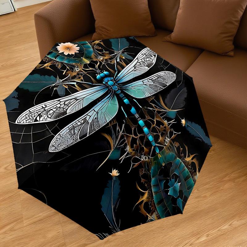 1 szt. Parasol z motywem ważki, automatycznie otwierany/zamykany, wiatroodporny, 8-żebrowy, wytrzymały czasza, trwałe żebra, modny design, akcesorium zewnętrzne, zabawny nadruk