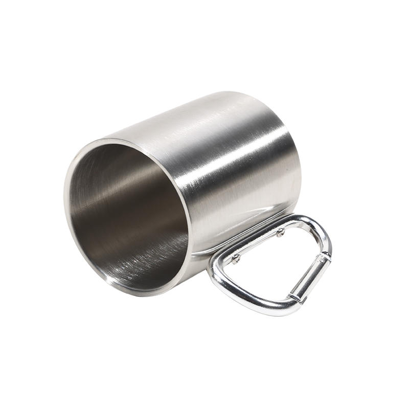 200ML Lightweight Stainless Steel Camping Mug with Carabiner Portable Metal Coffee Mugs for Outdoor Sports Travel Hiking
