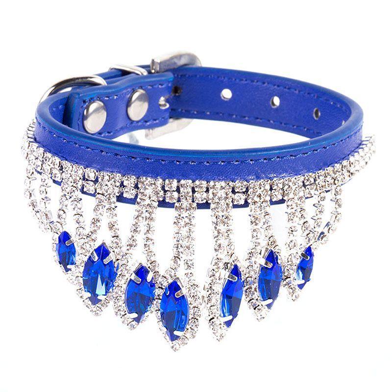 

New Noble Cat Accessories Cat Gradient Cat Small Dog Dog Adjustable Diamond Collar S25cm синий