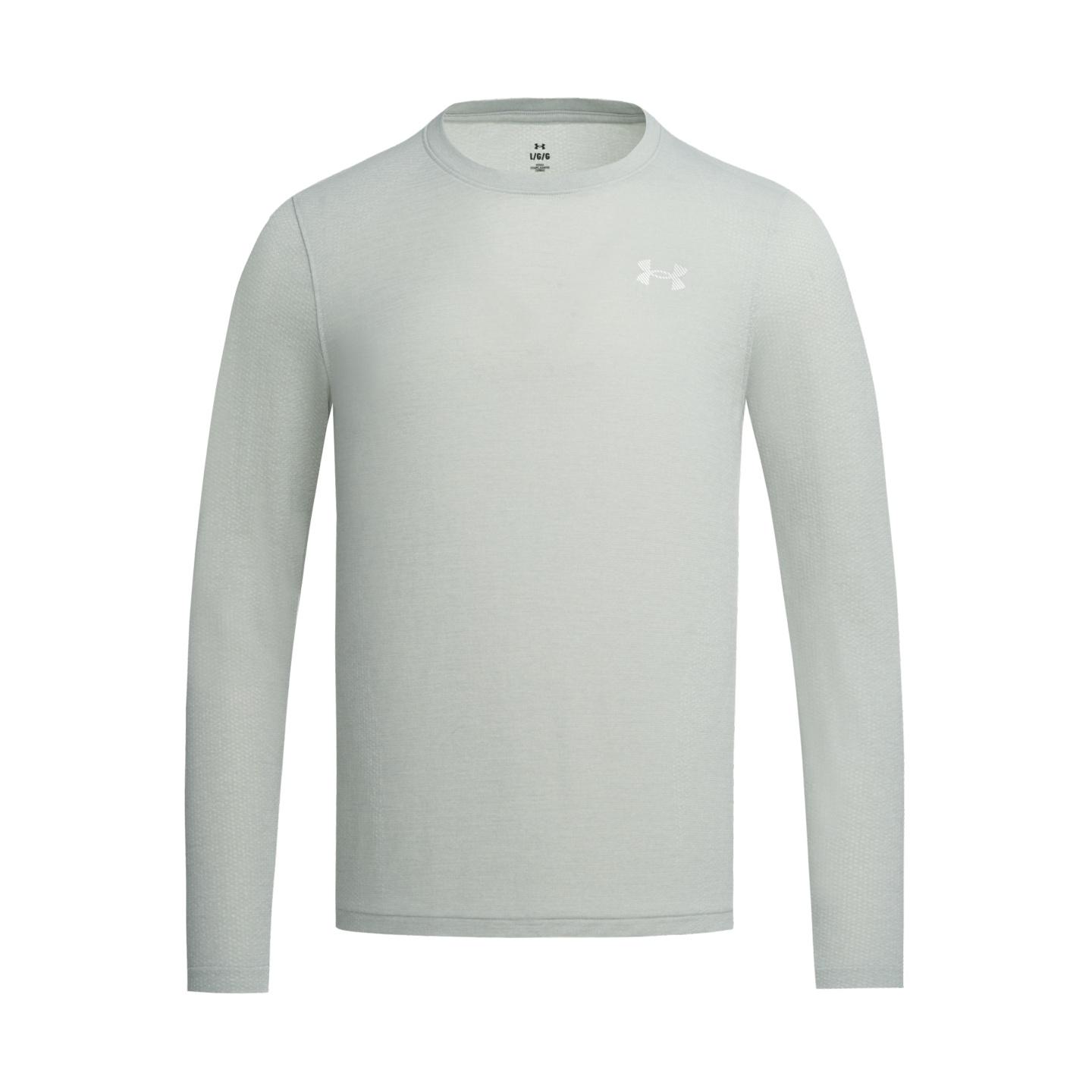 Under Armour Wool Run Lightweight Breathable Casual Simple Comfortable Versatile Sports Long Sleeve T-Shirt Men tops Titanium-Gray 6012730-069 S