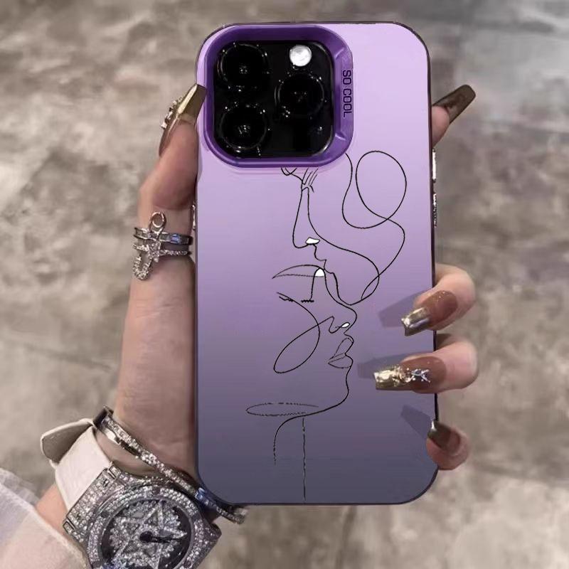 Line Sketch Couple Phone Case For iPhone 17 Cases iPhone 16 15 14 Pro Max 13 12 11 XS X XR 7 8 Plus 16E 17 Air Hard Back Cover