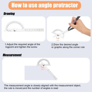 Stainless Steel Protractor 0-180 Degree Inclinometer Protractor Goniometer Angle Finder Measuring Device Ruler