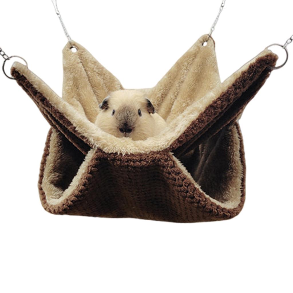 Small Pet 2 Tier Hammock Warm Plush Bed Cage Hideout Toy for Hamsters Chinchillas Squirrels Sleep Easy to Clean