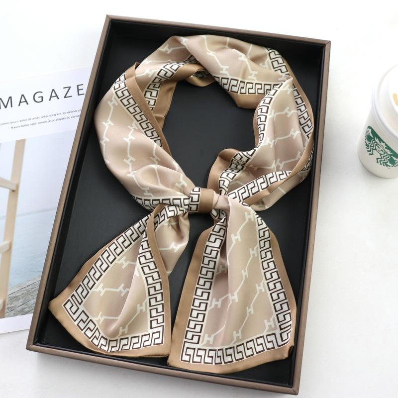 Hair Print Summer Long Silk Feeling Scarf For Women Fashion Neck Tie Hand Bag Foulard Wrist Luxury Kerchief Shawl Wraps Hajib