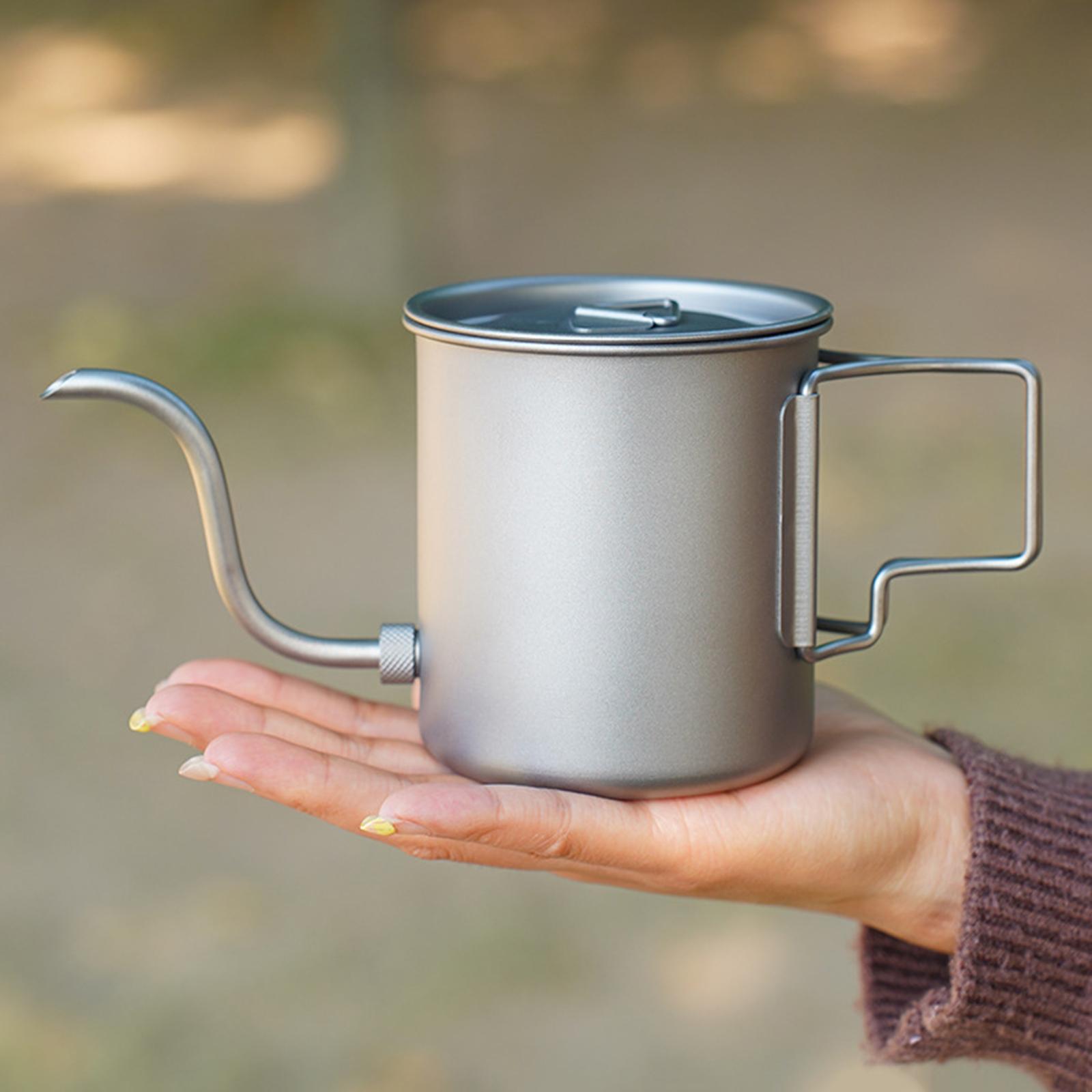 420ml Goose Neck Kettle Pot Gooseneck Spout Folding Camping Kettle with Folding Handle Lid for Picnic Backpacking Hiking China Mainland