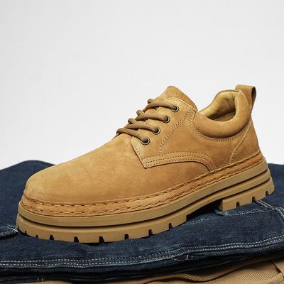 Werkzeugschuhe Herren Frühjahr 2025 neu Leder Low-Top Martin Boots Herren Dicksohlige Casual Rutschfest Rhabarberstiefel