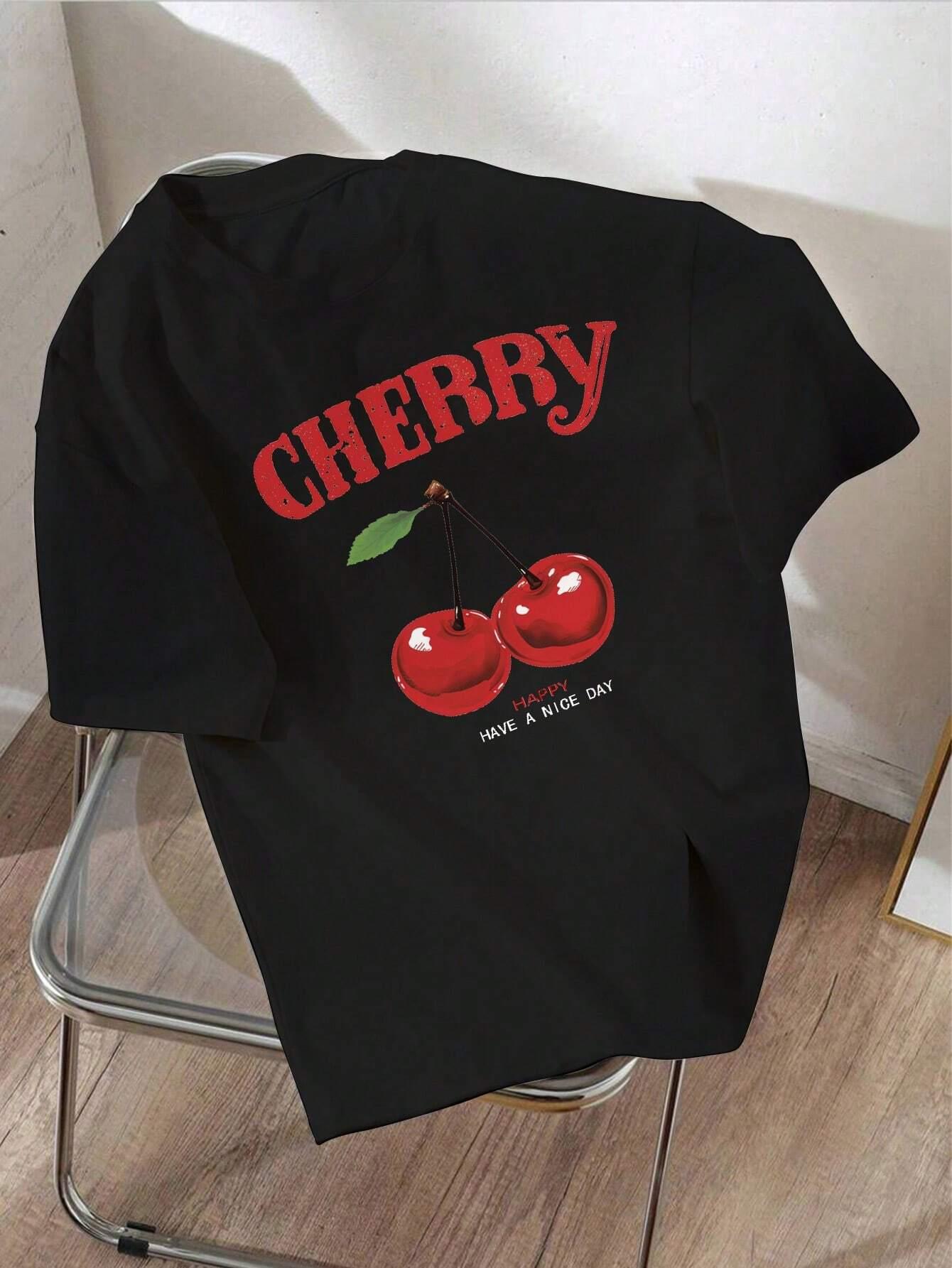 

Cherry Cartoon Printed Graphic Women Cotton T-shirt Y2k Summer Fashion Brand Round Neck Short Sleeve Tops Vintage Casual Tee 3XL 4XL