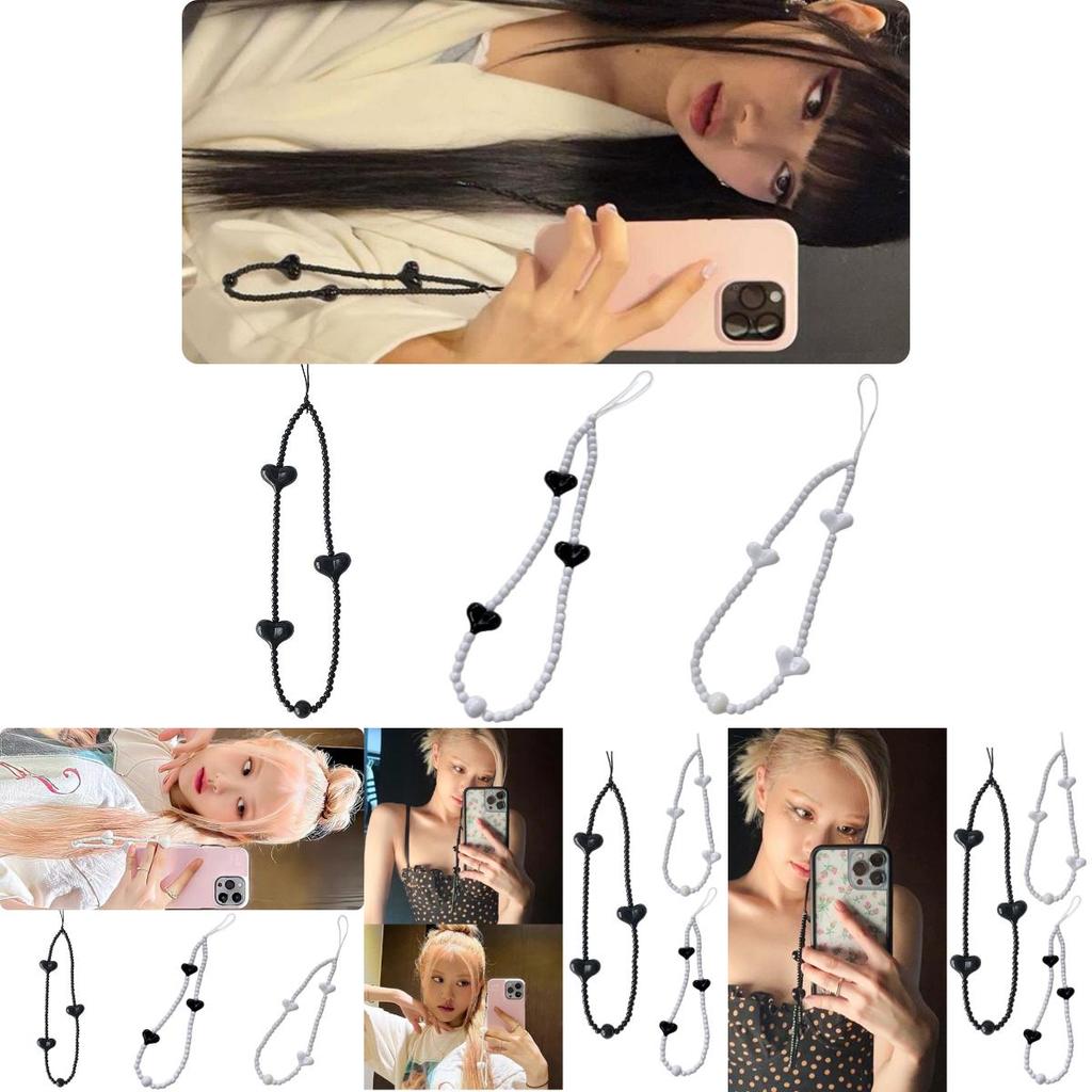 Same Blackpink Jennie Pink Love Mobile Phone Chain Anti Lost Rope Strap Hanging