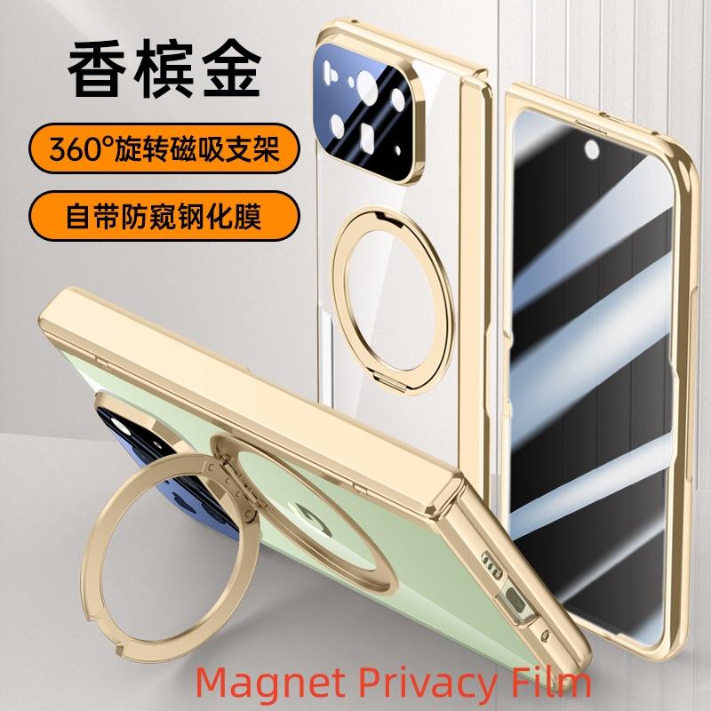 For Google Pixel 10 Pro Fold Case Magsafe Clear 360° Rotation Stand Spring Hinge Lens Screen Protector Full Protection Cover
