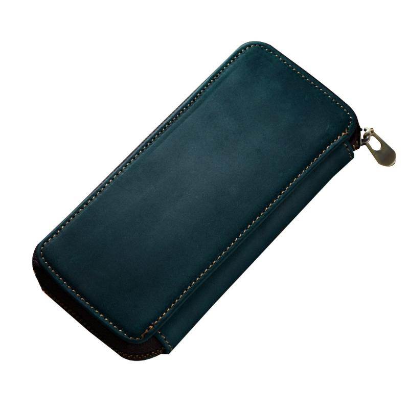 Hard Shell Leather Pencil Case Zipper Pen Case 3 Pen Slots Large Compartment