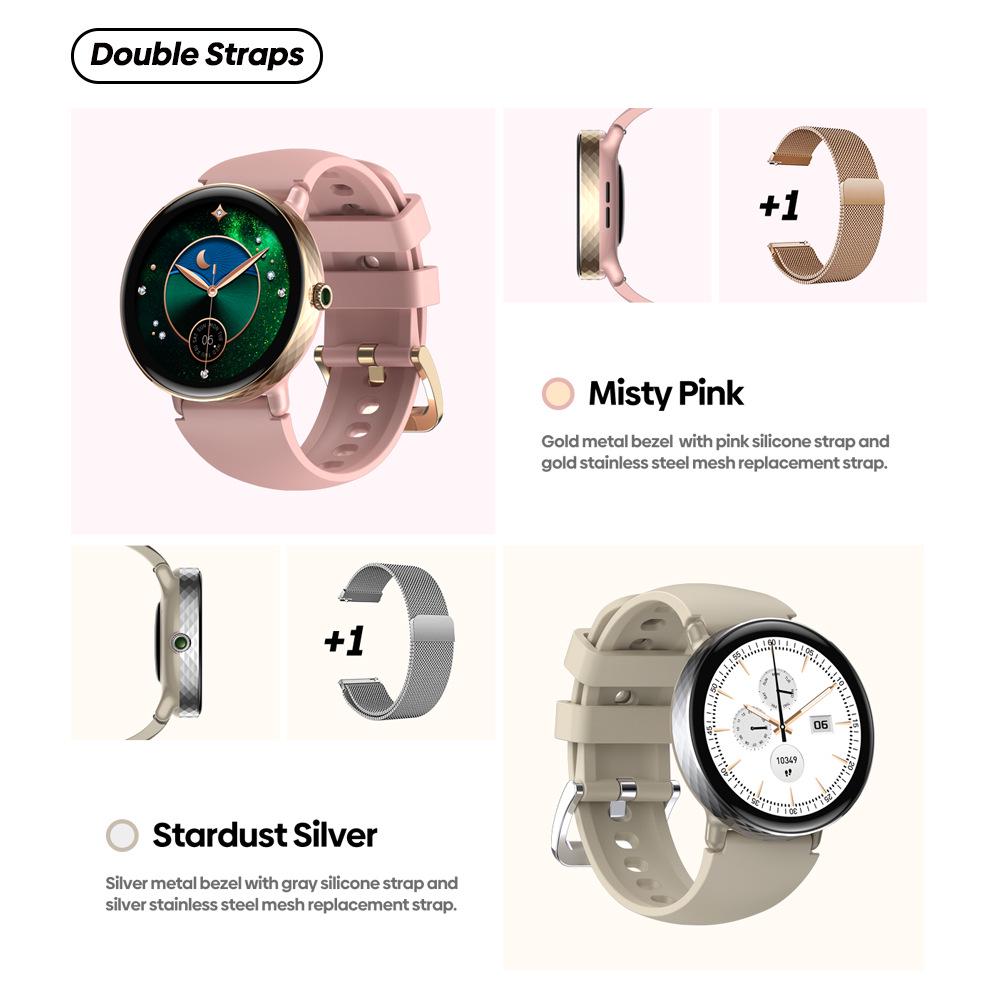 Zeblaze Lily 2 Women's Smartwatch with Bluetooth Calling, 1.2" AMOLED Screen, and Dual Straps