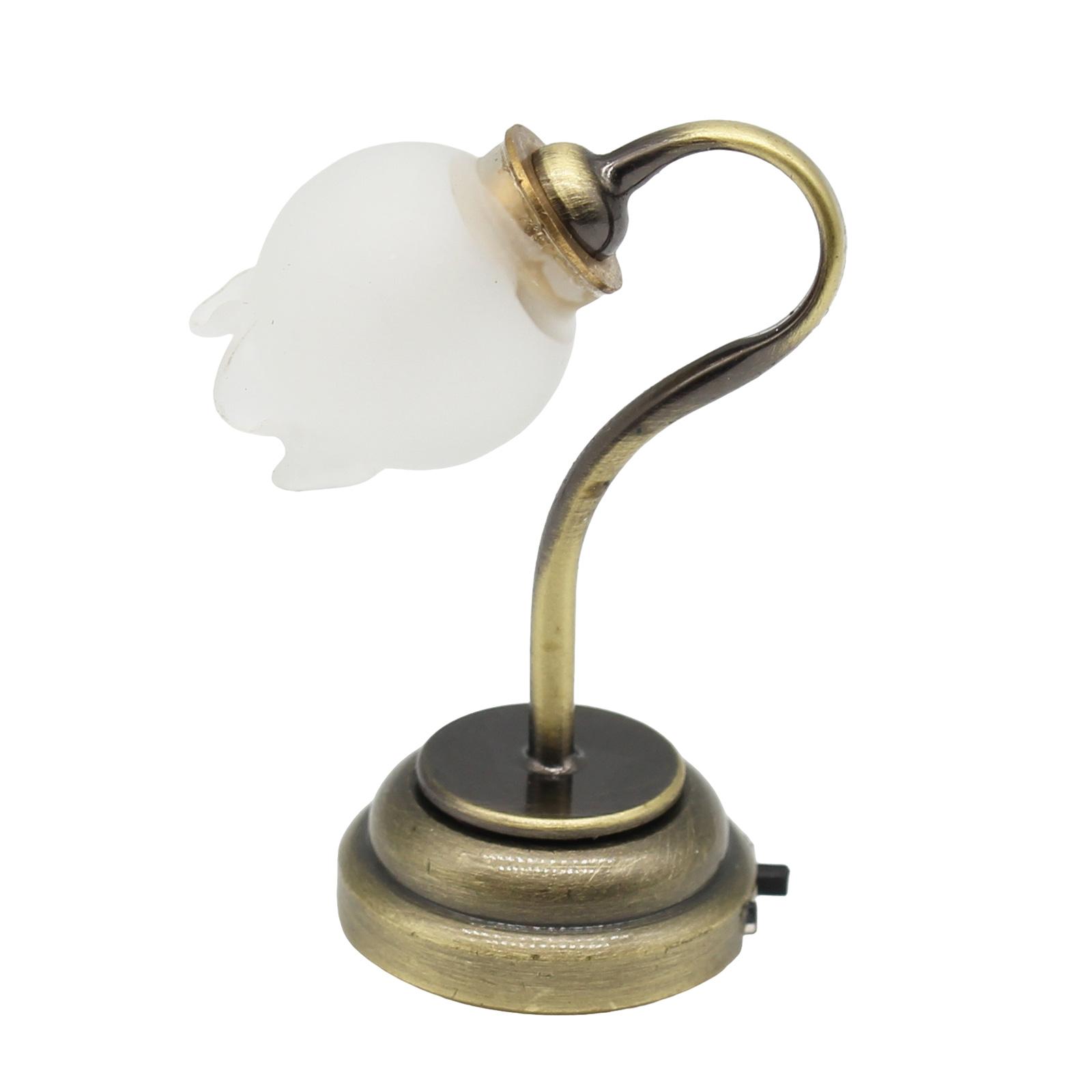 

1/12 Кукольный домик Миниатюрная светодиодная настольная лампа с цветочным абажуром Элегантный настольный светильник Кукольный домик Мебель Декор Аксессуар