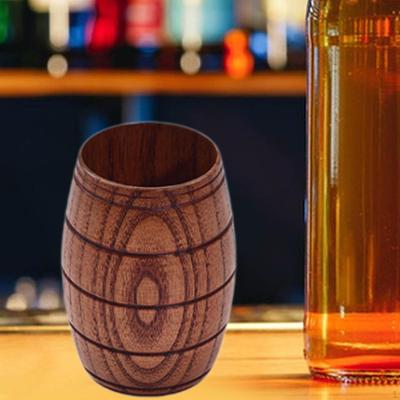 Bierkrug Fassförmiges Trinkgeschirr Multifunktionale minimalistische klassische Teetasse Holztasse für Kaffee
