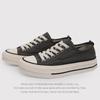 Summer Canvas Shoes Women'S OnePedal Round Head LaceUp NonSlip ThickSoled Casual Board Shoes