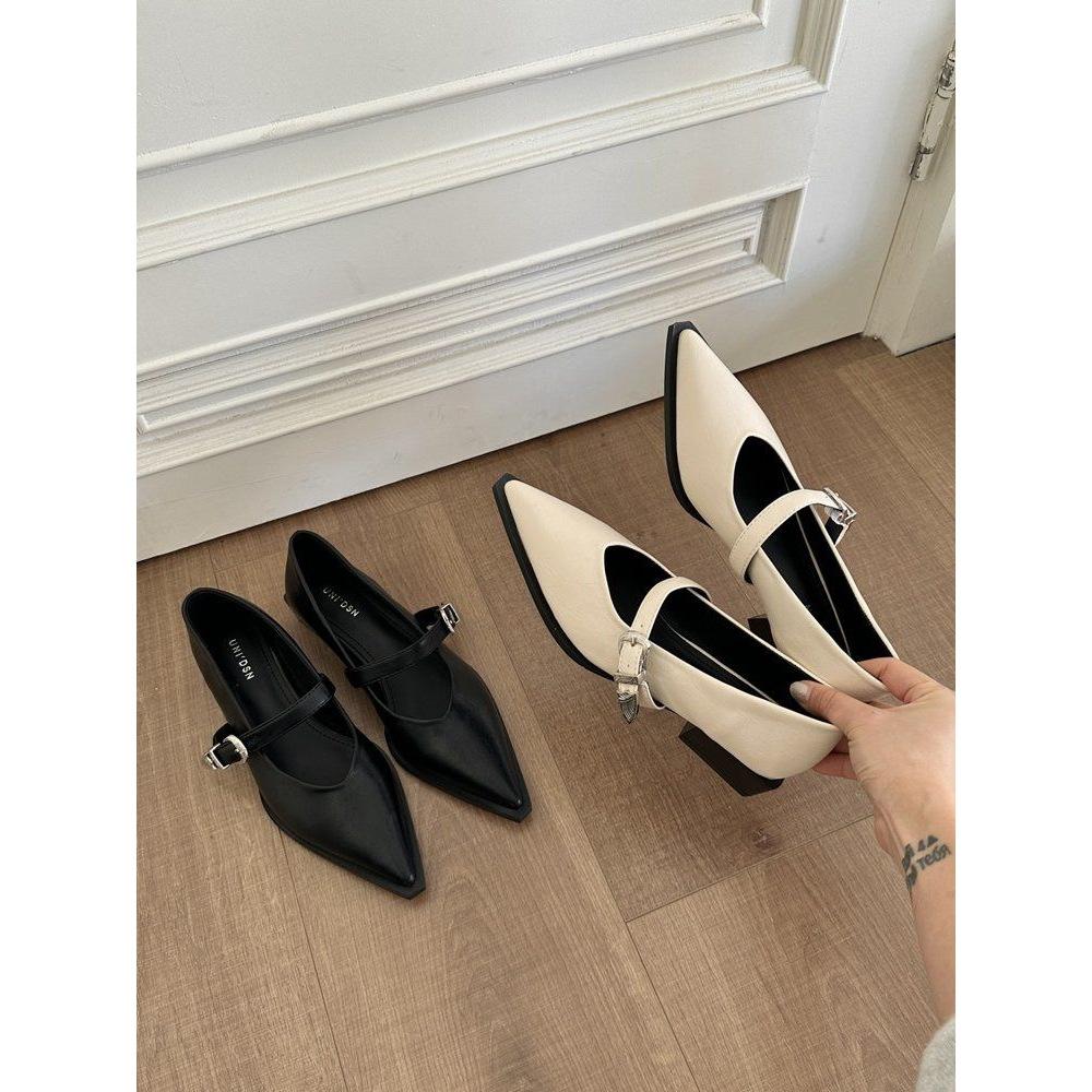 2025 New Autumn Women's Pointed Toe Mary Jane Shoes - Soft Leather, Versatile & Stylish